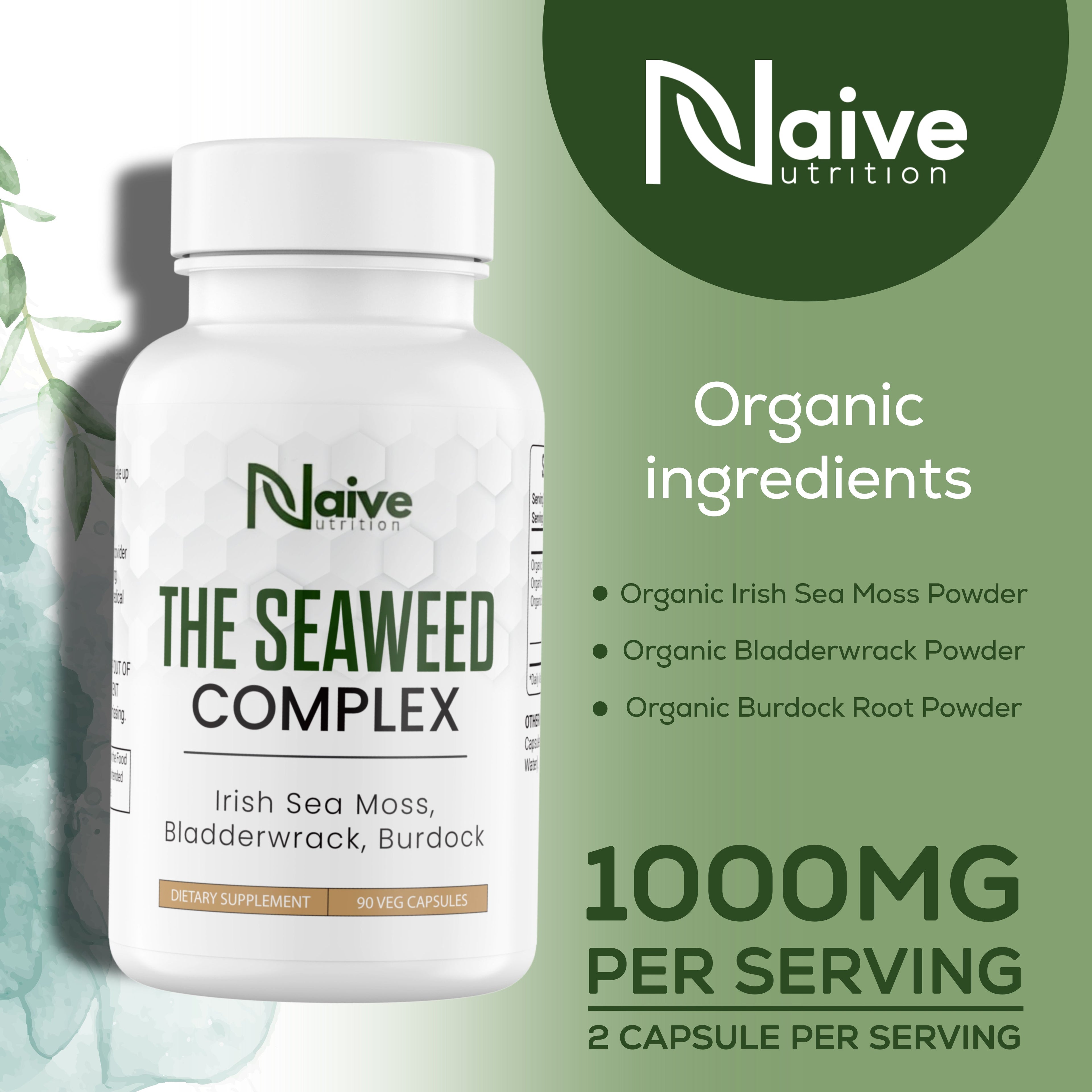 Naive Nutrition The Seaweed Complex, 1000 mg, 90 Vegetarian Capsules