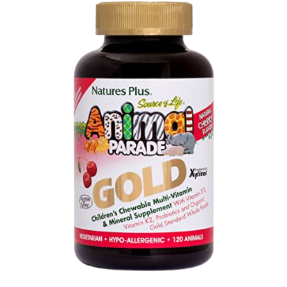 Nature's Plus Animal Parade Gold Multi Sugar Free Chewable with 500 IU D3 Assorted Flavors
