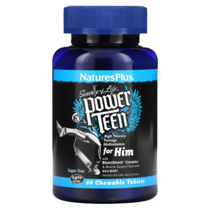Nature's Plus PowerTeen For Him- Multivitamin Chewable Wild Berry