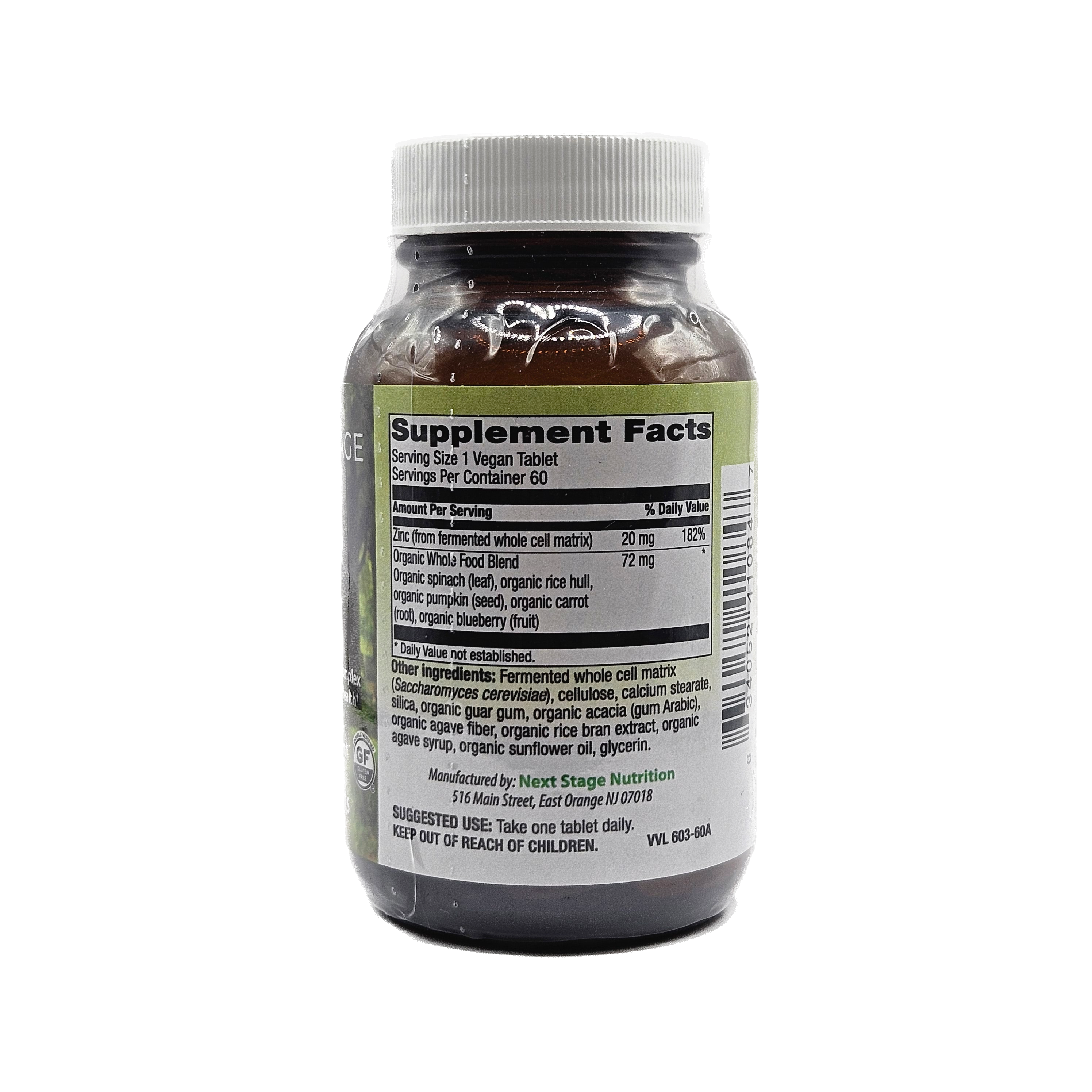 Next Stage Zinc alimentaire entier 20 mg