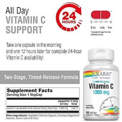 Solaray Vitamine C Cynorhodon & Acérola 1000 mg