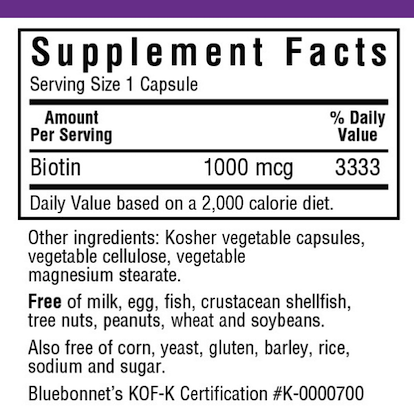 Bluebonnet Biotin 1000 mcg