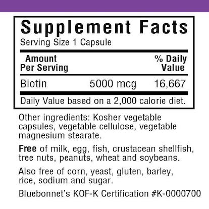 Bluebonnet Biotin 5000 mcg