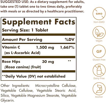 Solgar Vitamine C 1500 mg avec Cynorrhode