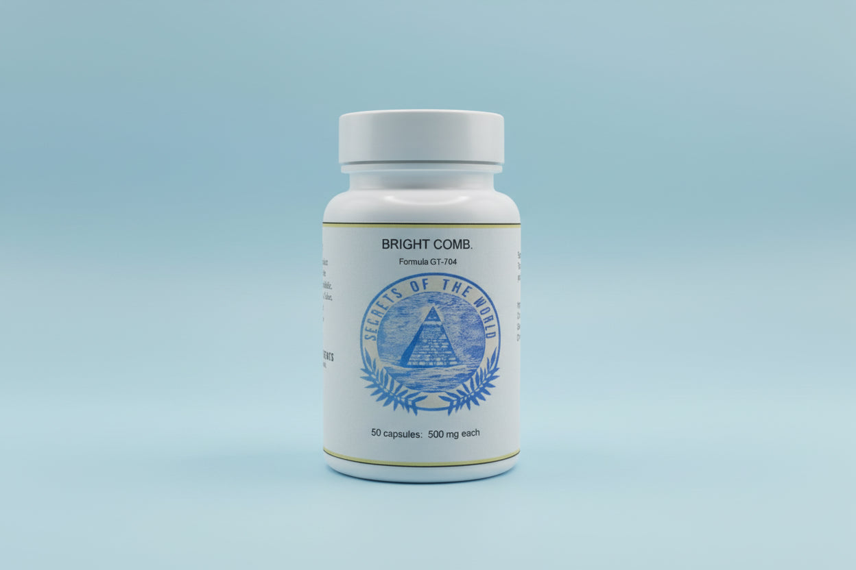 White pill bottle with blue logo on a light blue background. Contains 50 capsules, 500 mg each.
