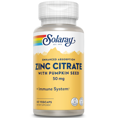 Solaray Citrate de zinc avec pépins de courge 50 mg