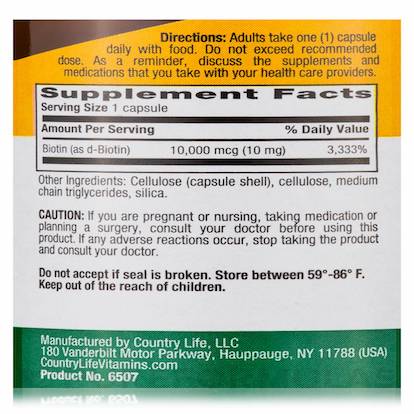 Country Life Biotine 10 mg (10 000 µg)